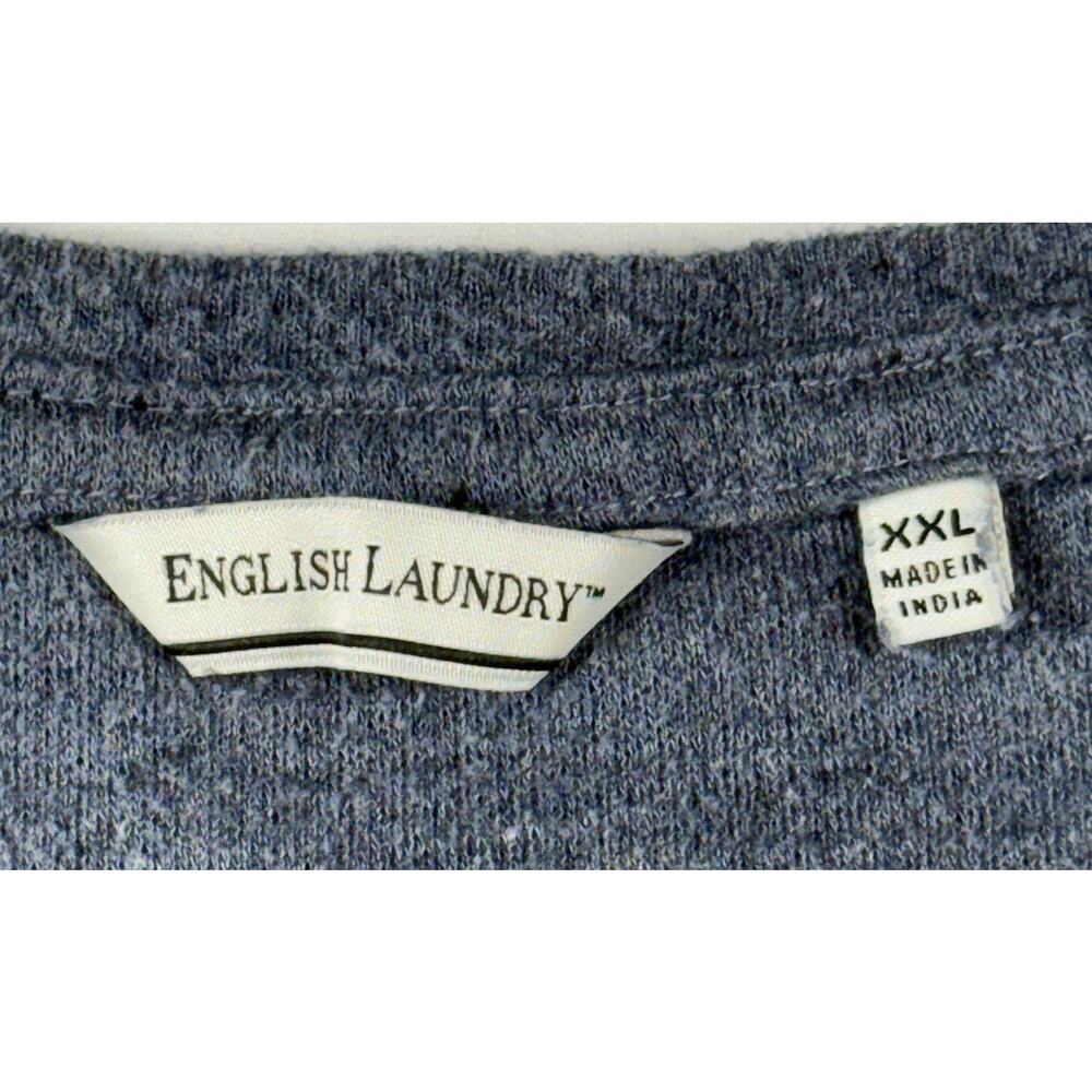 English Laundry Men's Long Sleeve XXL Crew Neck Waffle Knit Pullover Shirt Blue - Picture 3 of 5